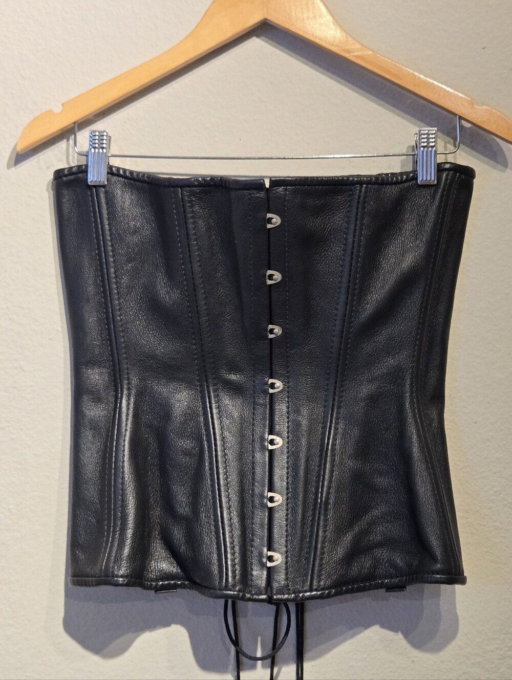 Stormy Leather Under Bust / Mid Bust Corset SzM Heavy boned Leather VTG 80s/90s